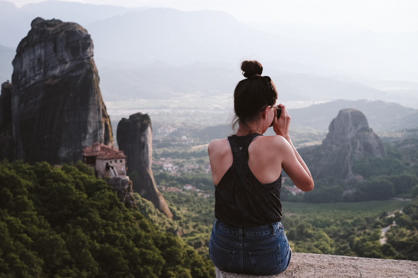 Meteora, Greece travel tips including places to visit, landscape photography locations, the best monasteries, and other information. Photographer at Meteora